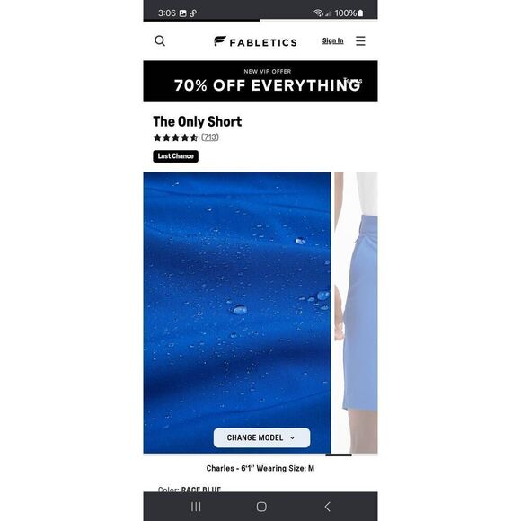 New Large Fabletics Race Blue The Only Shorts Quick Dry Stretch Casual Athletic - Picture 8 of 13